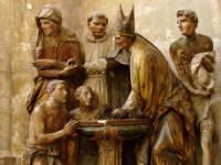 Born Again in Water and the Spirit - 2 - Statue of Ambrose Baptising Augustine