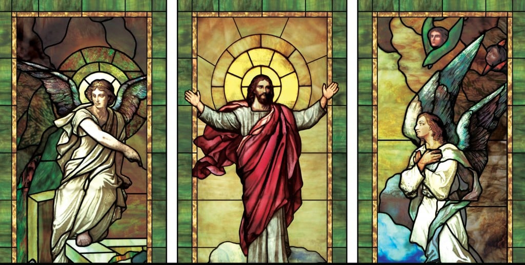 resurrected christ stainglass w