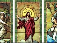 resurrected christ stainglass w