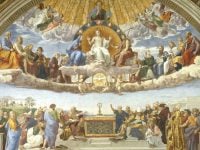 Los Arcangeles Miguel, Gabriel y Rafael Eucharist depiction