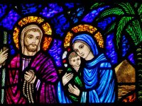 Christmas season artwork: Holy Family on flight into Egypt