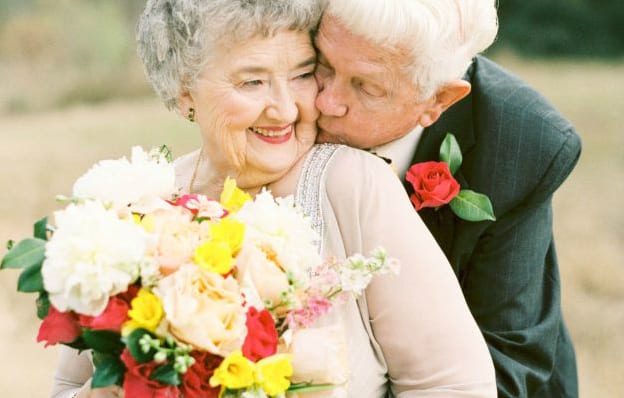 marriage photo loving elderly couple