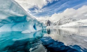 Ice water mountains clouds