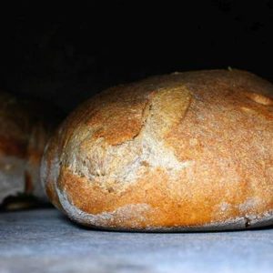loaf of bread in oven masonry