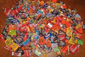pile of candy on table Eucharist vs. Junk Food You Are What You Eat