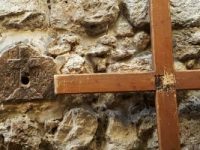 wood cross via dolorosa wall hole