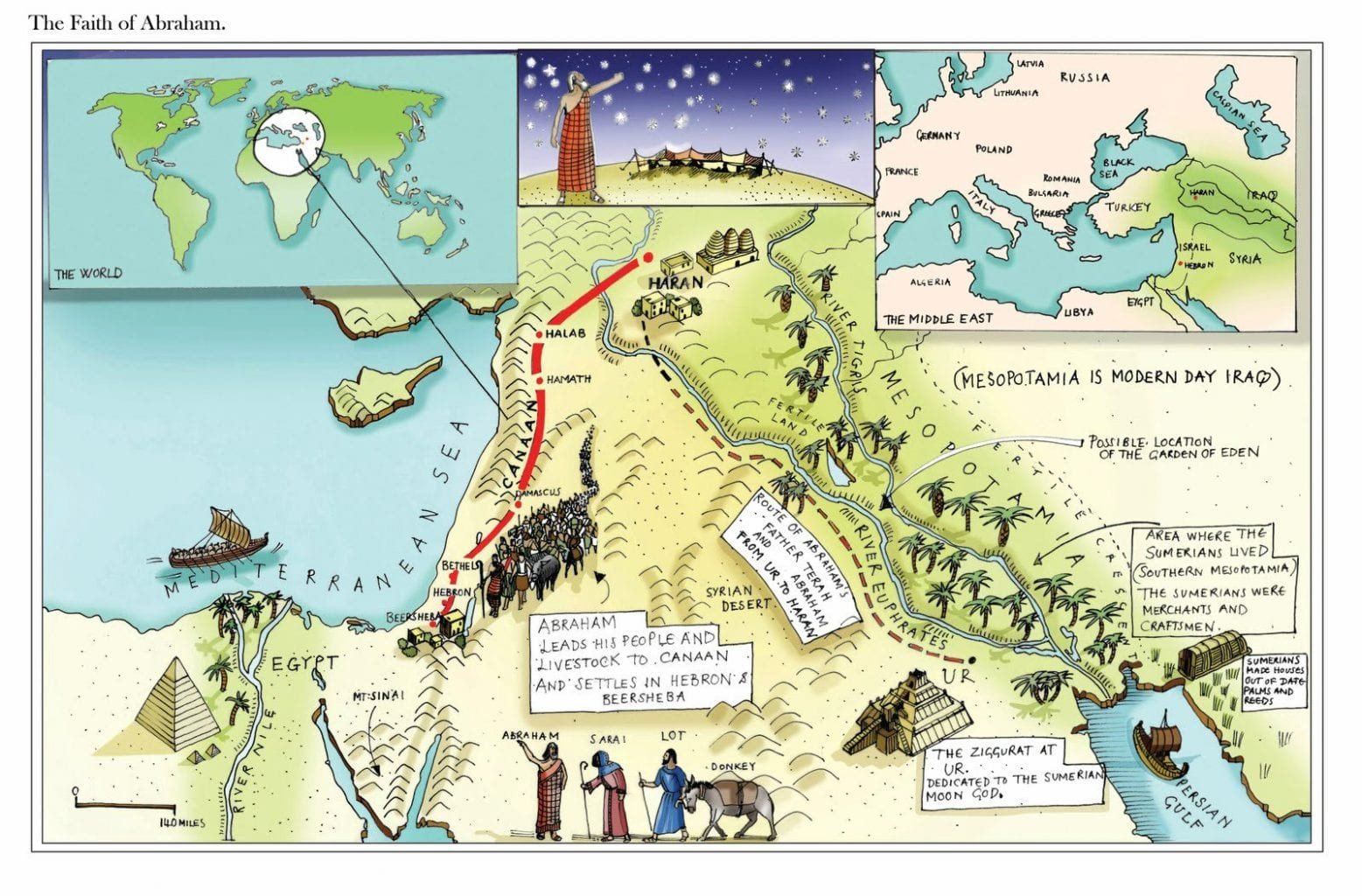 map of Abraham's jouney mapa de la travesía de abraham esperanza en la adversidad