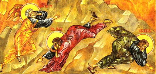 transfiguration icon crop of apostles darker