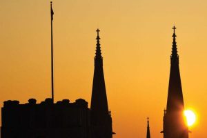legatus indianapolis indiana sunset church sky orange dusk