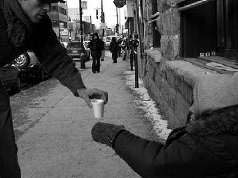 giving a begger coffee Widows Mite Widows Meal