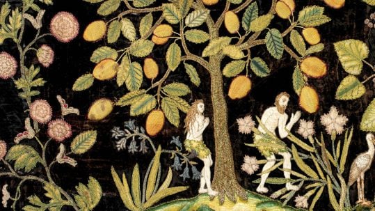 temptation Jesus Christ desert wilderness 1st first Sunday Lent A C garden eden devil satan purple sin tentacion de cristo en el desierto primer domingo de cuaresma color morado