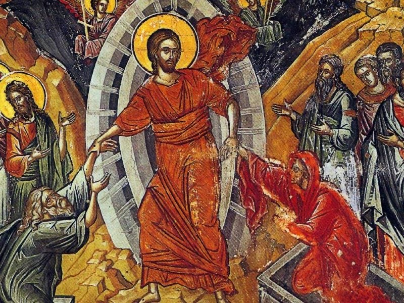 holy Saturday homily jesus descended into harrowing hell descent icon