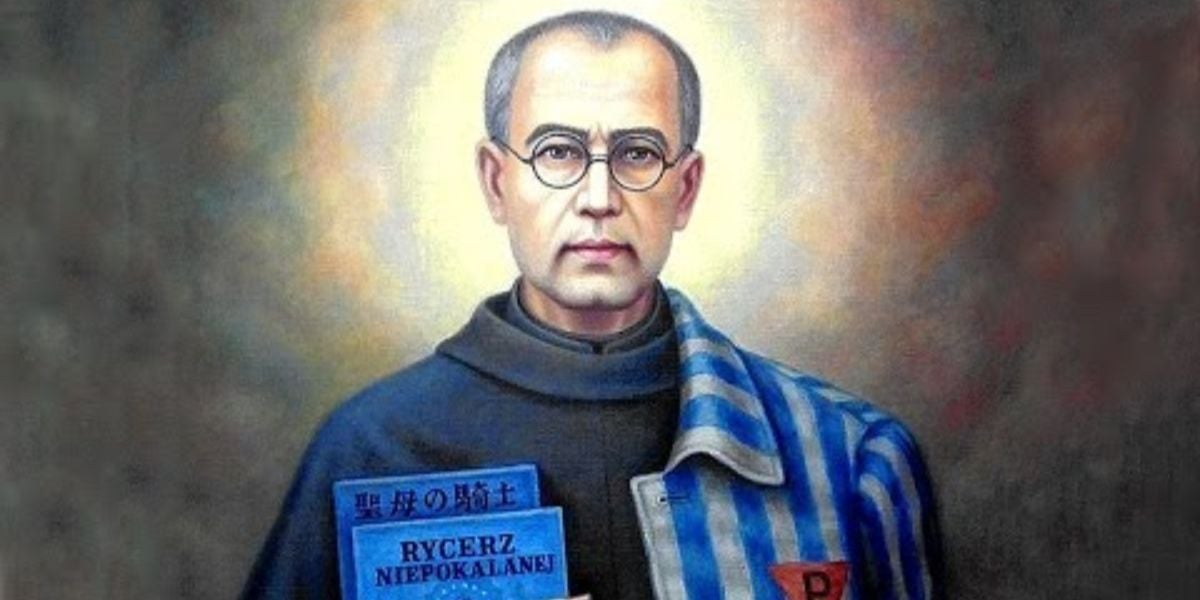 St Maximilian Kolbe Chaplain of Auschwitz martyr hero august 14 die death charity love