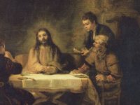 Emmaus eucharist resurrection apostles breaking of the bread easter Christ risen Lord Rembrandt