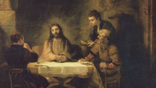 Emmaus eucharist resurrection apostles breaking of the bread easter Christ risen Lord Rembrandt