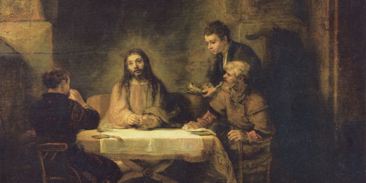 Emmaus eucharist resurrection apostles breaking of the bread easter Christ risen Lord Rembrandt