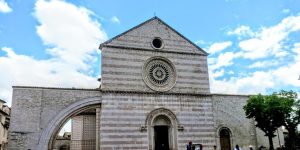 basilica santa chiara st. clare assisi facade franciscan italy catholic pilgrimage