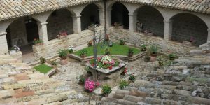 Saint St Francis Assisi st. clare claire san damiano chapel courtyard cloister catholic pilgrimage