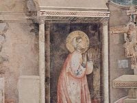fresco Saint Francis of Assisi giotto Christ speaks through San Damiano chapel cross crucifix chapels assisi medieval town franciscan catholic pilgrimage