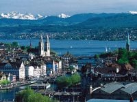 Zurich and lake Zurich MadGeographer wikimedia cc 3.0